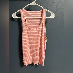 Aerie Pink and White Fitted Sleeveless Tank Top